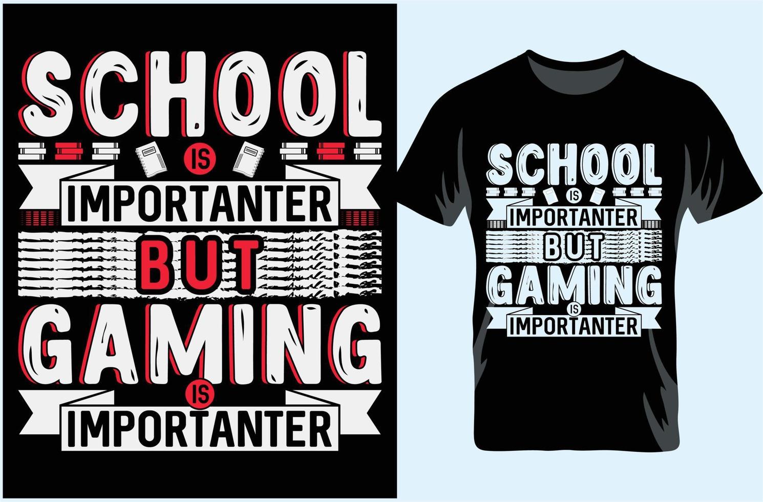 la scuola è più importante, ma il gioco è più importante. tipografia t-shirt design. regalo per gli amanti delle magliette. vettore