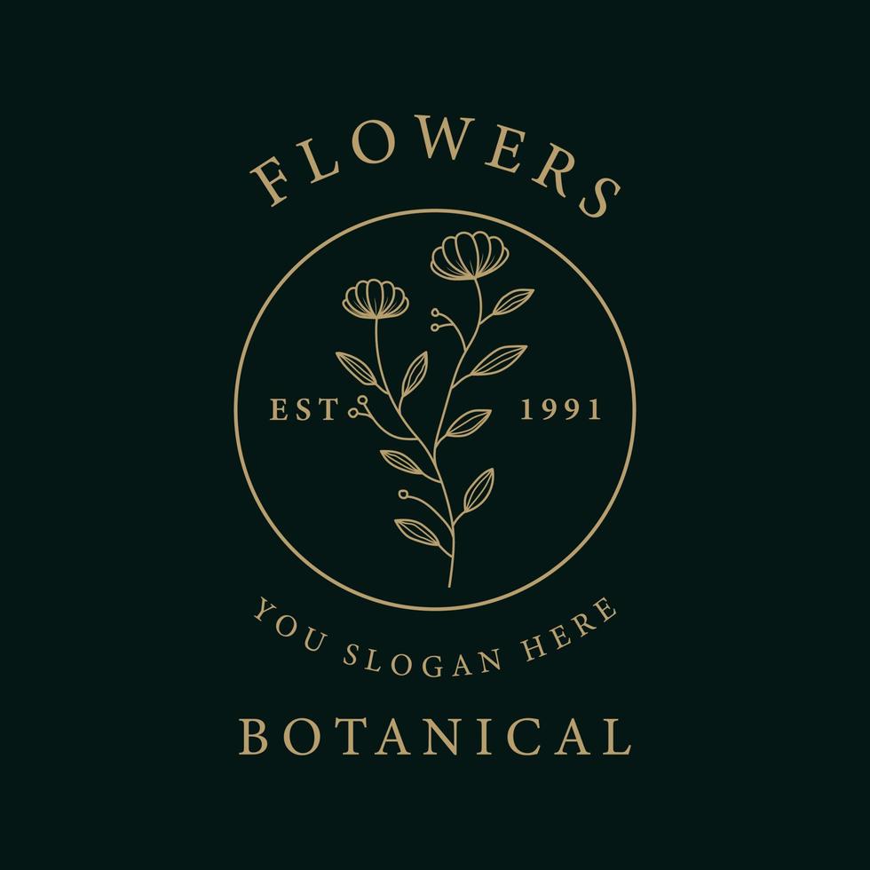 collezione di design del logo di linea di fiori vettore