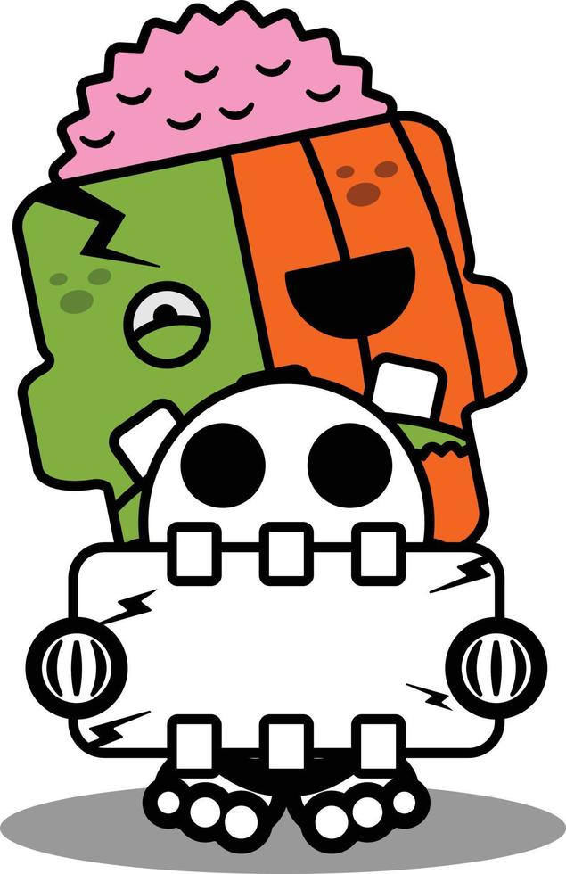 personaggio dei cartoni animati costume illustrazione vettoriale carino zucca zombie mascotte tenendo il bordo
