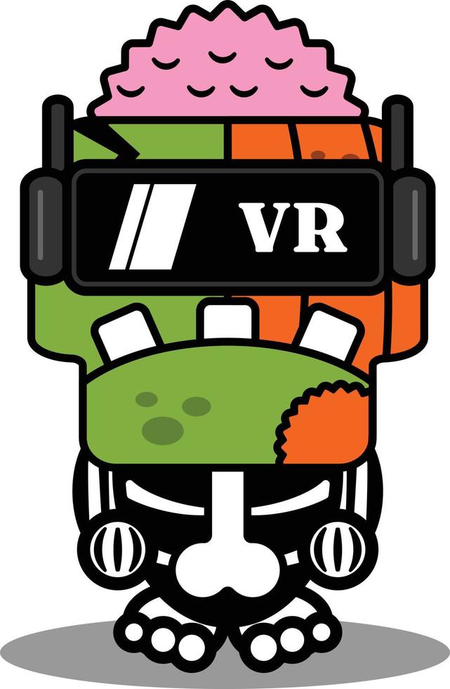 personaggio dei cartoni animati costume illustrazione vettoriale zucca mascotte zombie che indossa occhiali per realtà virtuale