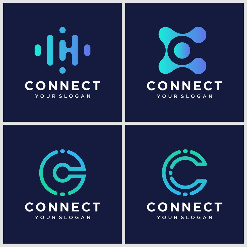 modello di progettazione logo lettera c creativa con concetto di connessione. vettore