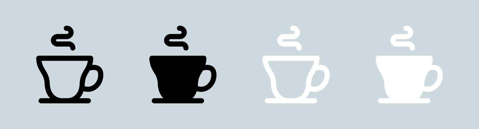 icona della tazza di caffè nei colori bianco e nero. illustrazione vettoriale di segni di bevande calde.