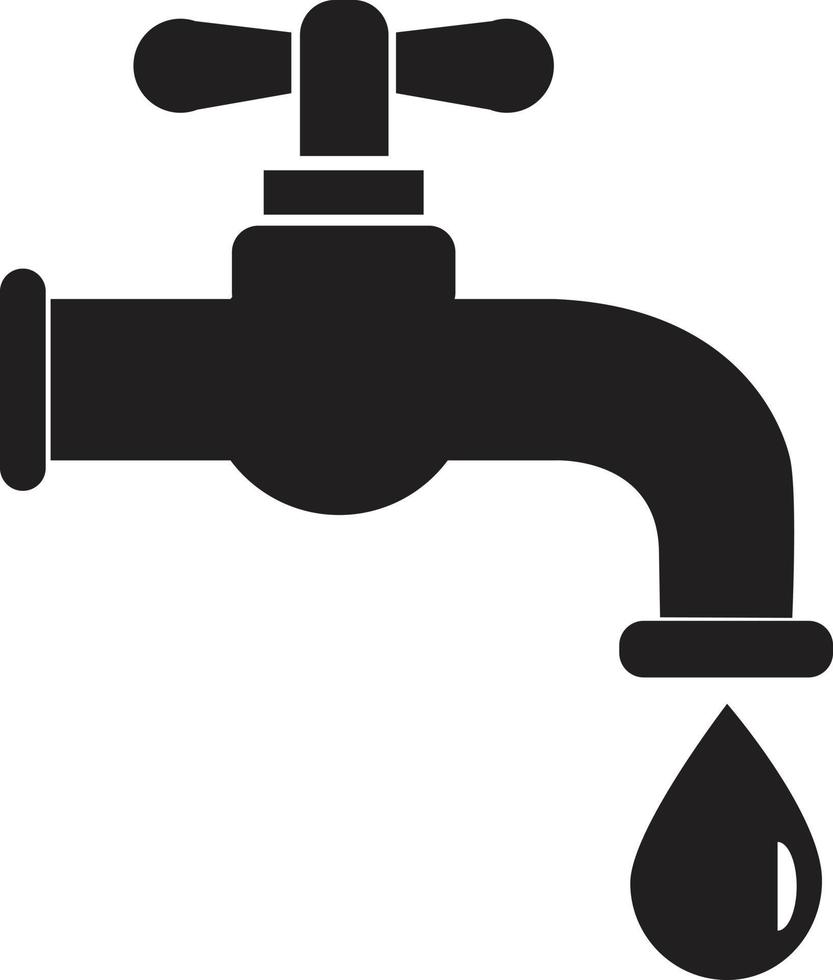 rubinetto gocciolante con icona a goccia. icona del rubinetto dell'acqua. toccare il simbolo. rubinetto dell'acqua con segno di goccia. vettore