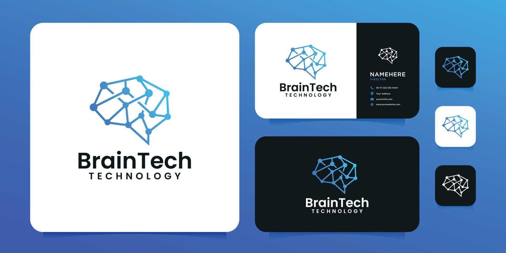 design del logo creativo intelligente intelligente della tecnologia del cervello per la società commerciale vettore