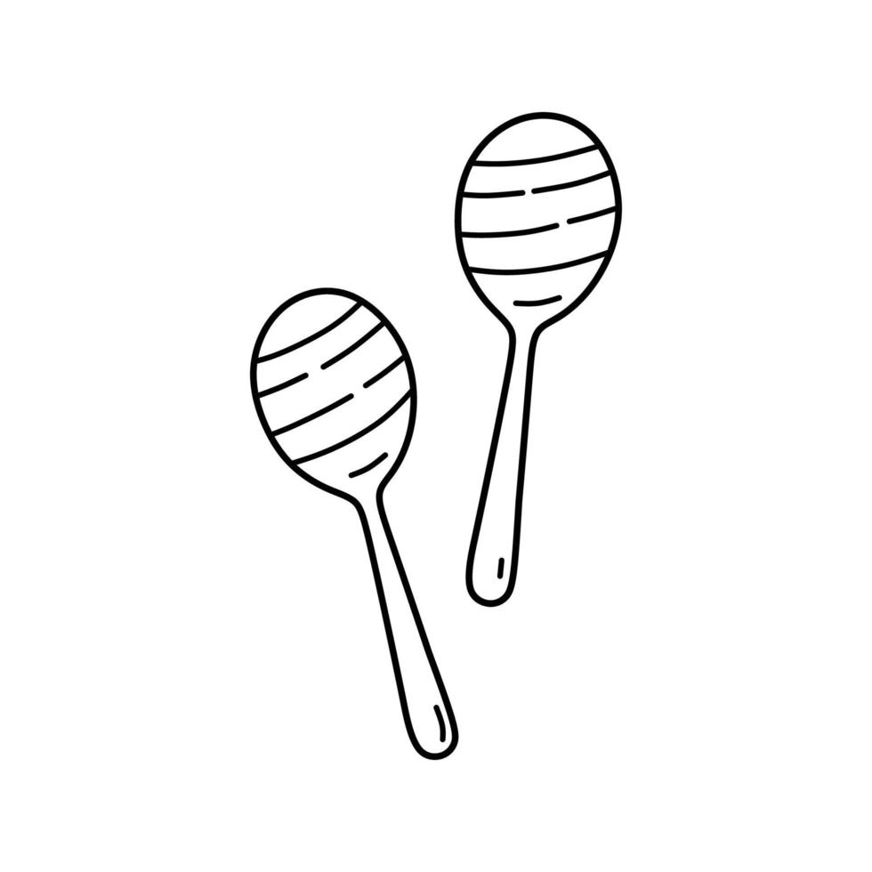 maracas isolati su sfondo bianco. strumento musicale messicano. illustrazione disegnata a mano di vettore in stile doodle. perfetto per carte, decorazioni, logo.