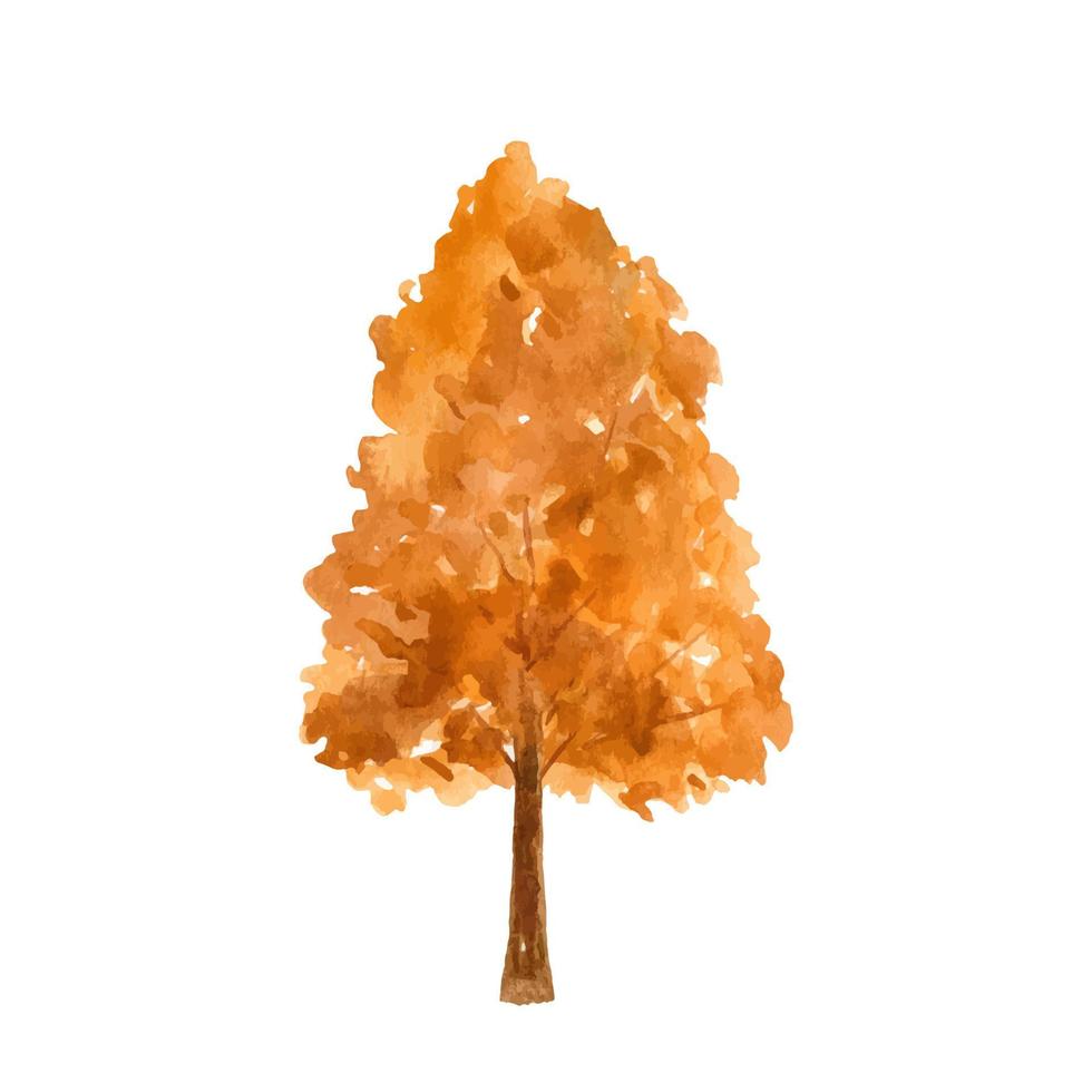 albero di autunno con fogliame d'oro isolato su sfondo bianco. illustrazione disegnata a mano ad acquerello in stile sciolto. perfetto per il tuo progetto, carta, stampe, copertine, modelli, decorazioni. vettore