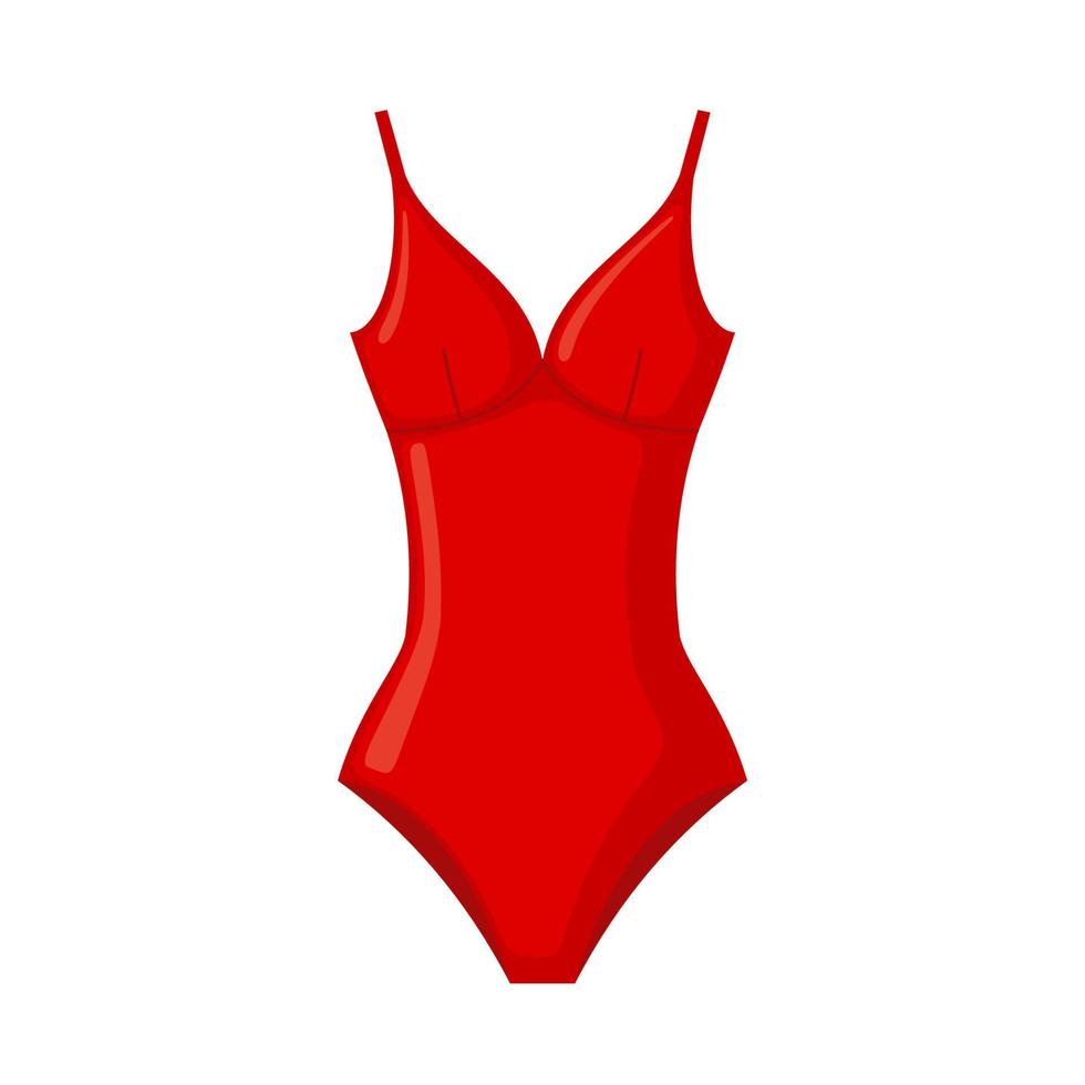 icona di costume da bagno in stile piano isolato su priorità bassa bianca. costume da bagno rosso. illustrazione vettoriale. vettore
