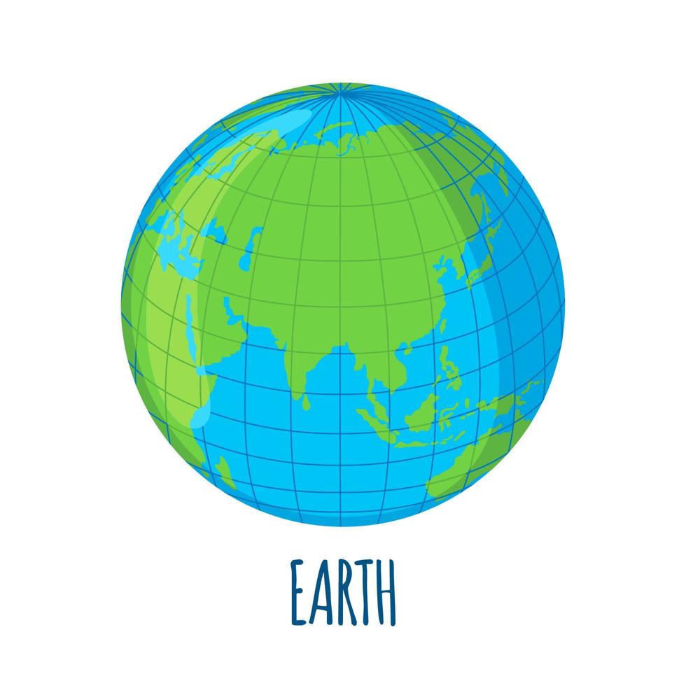 icona del pianeta terra in stile piano isolato su priorità bassa bianca. elemento di design per web, mobile e infografica. illustrazione vettoriale. vettore