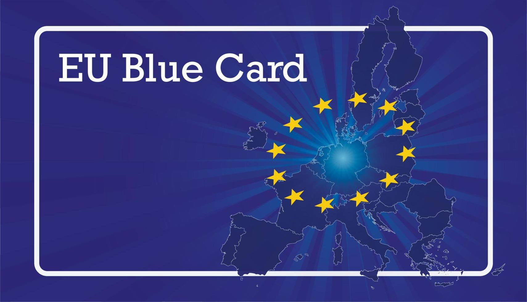 unione europea, permesso di soggiorno e permesso di lavoro carta blu per cittadini di paesi terzi altamente qualificati. bandiera di affari. illustrazione vettoriale