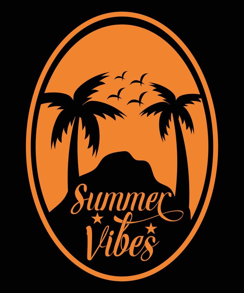 design della t-shirt al tramonto con vibrazioni estive vettore