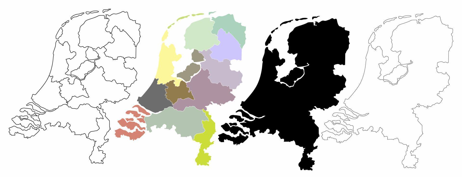 set di mappa politica dei Paesi Bassi isolato su sfondo bianco vettore