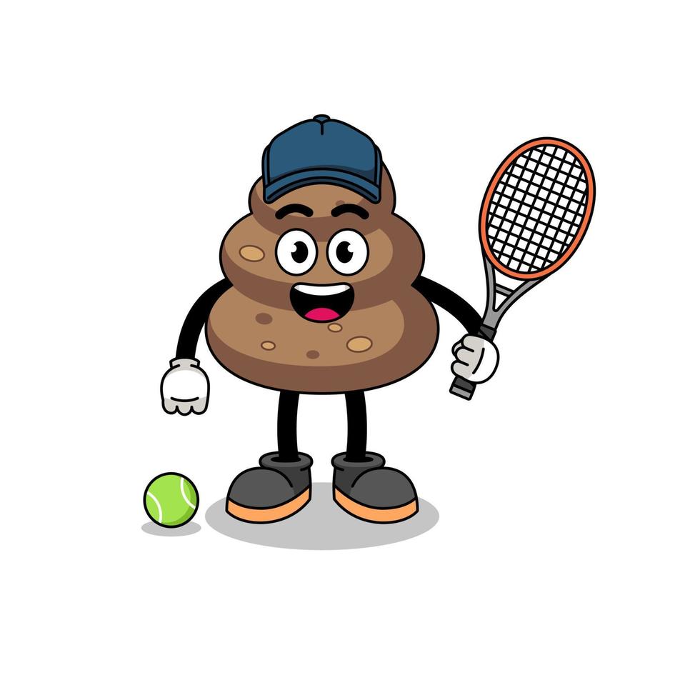 illustrazione di cacca come giocatore di tennis vettore