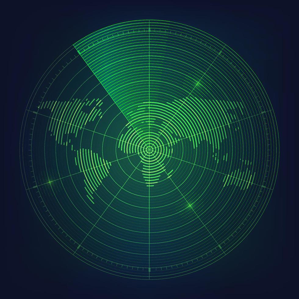 mondo radar verde vettore