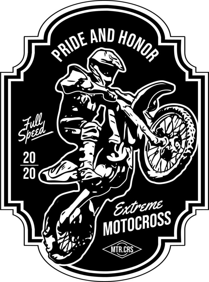 emblema del motocross orgoglio e design della t-shirt onore vettore