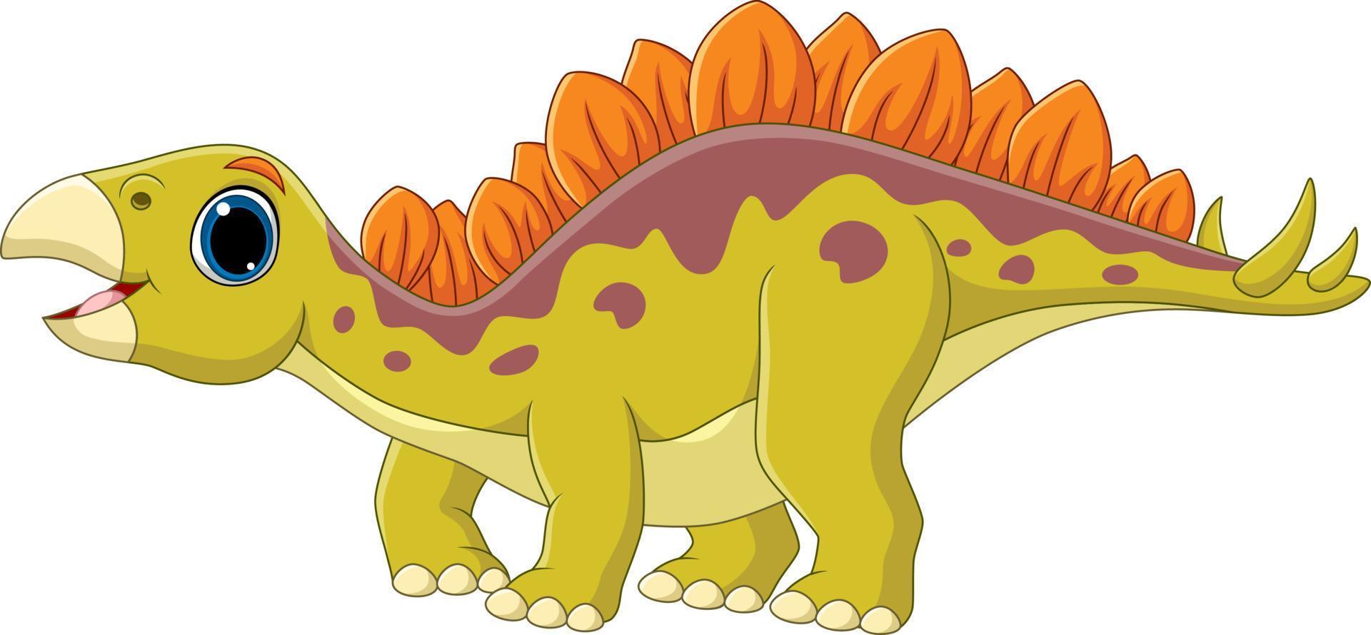 cartone animato piccolo stegosauro su sfondo bianco vettore