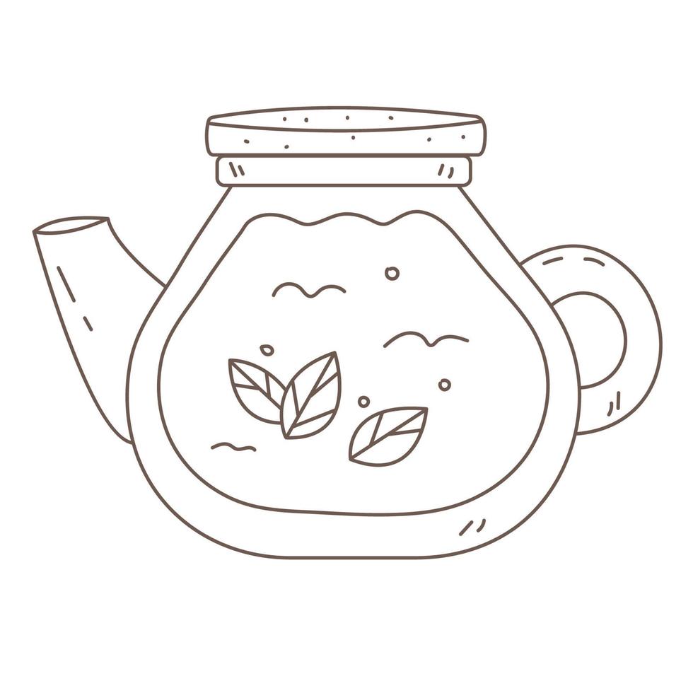teiera con foglie di tè vettore