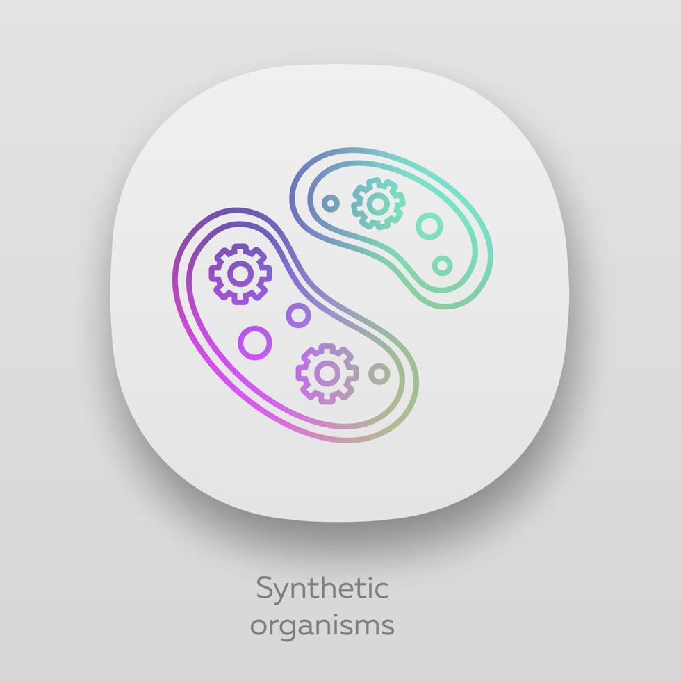 icona dell'app organismi sintetici. batteri ingegneristici. organismi unicellulari. protozoi. biotecnologia. bioingegneria. interfaccia utente ui ux. applicazioni web o mobili. illustrazioni vettoriali isolate