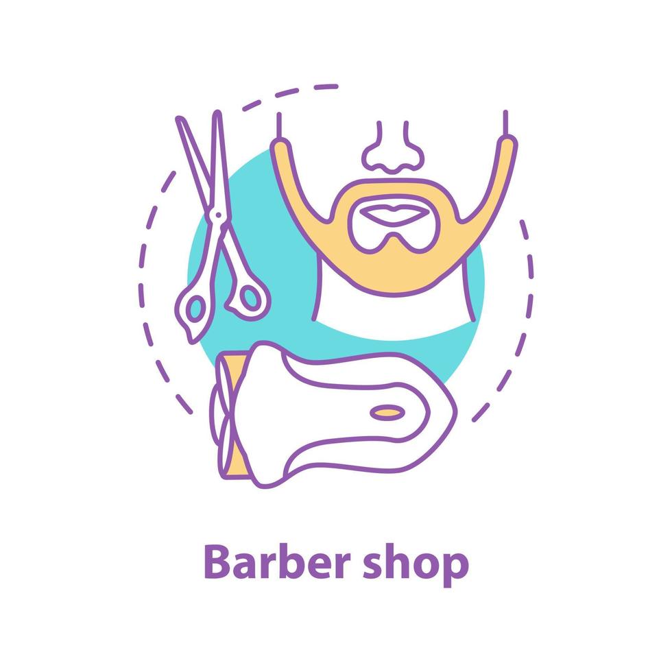 icona del concetto di barbiere. illustrazione di linea sottile di idea di toelettatura degli uomini. barbiere. stile barba da uomo. disegno di contorno isolato vettoriale