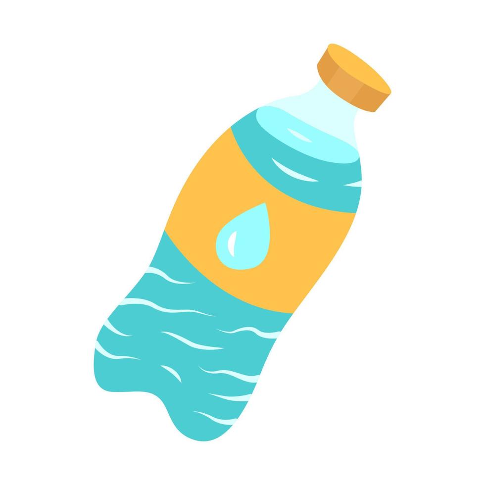 icona del colore dell'ombra lunga design piatto bottiglia d'acqua. materiale ecologico e usa e getta. bottiglia di plastica riutilizzabile. bevendo acqua. imballaggi ecologici. illustrazione della siluetta di vettore