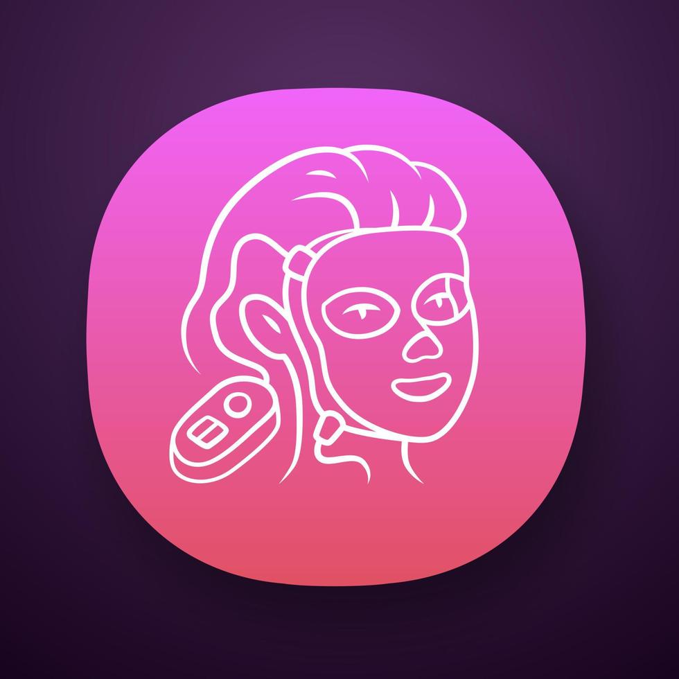 icona dell'app maschera facciale per terapia. dispositivo di bellezza per uso domestico. fototerapia a led. strumento di cosmetologia. rimozione dell'acne. interfaccia utente ui ux. applicazione web o mobile. illustrazione vettoriale isolato