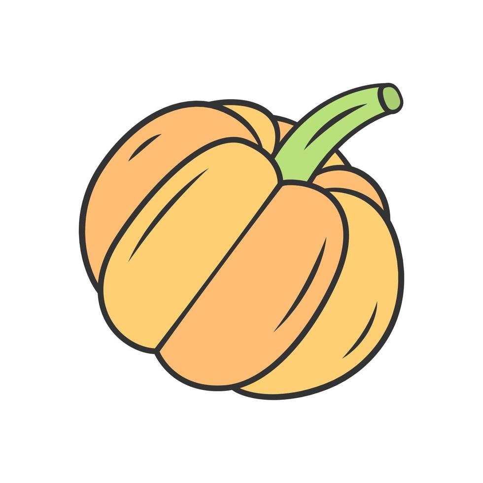 icona del colore della zucca. zucca. zucca di halloween. cibo organico. pianta agricola. azienda agricola. alimentazione sana. dieta. vitamina. ingrediente della ricetta. cibo vegano. illustrazione vettoriale isolata