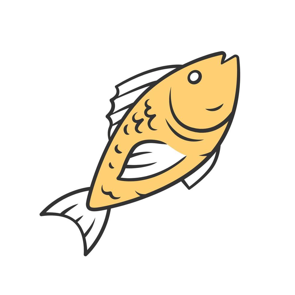 icona del colore del pesce. bar, menu del ristorante. specie di pesci. animale marino subacqueo, frutti di mare. carpa, trota, piatto di tonno. alimentazione sana, culinaria. cibo dietetico. illustrazione vettoriale isolata