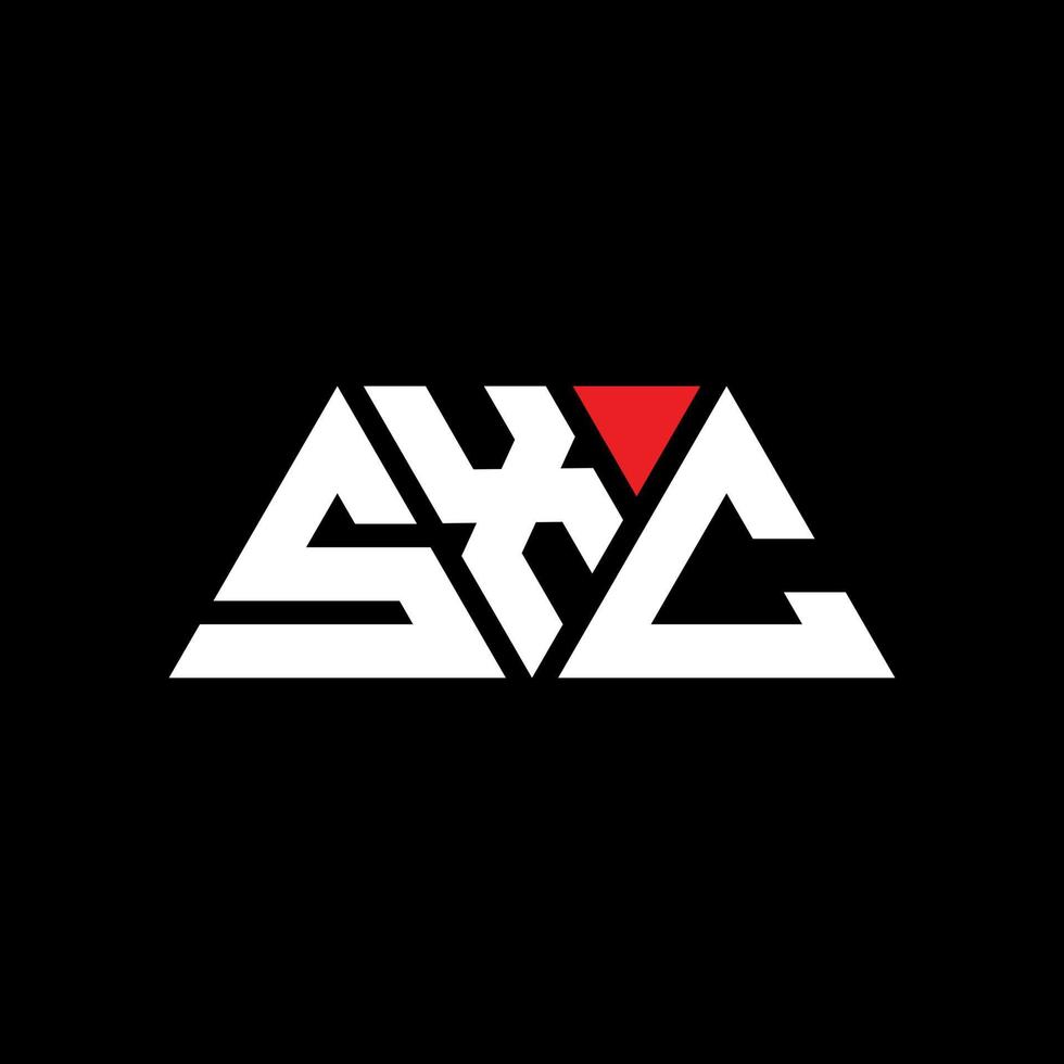 design del logo della lettera triangolare sxc con forma triangolare. sxc triangolo logo design monogramma. modello di logo vettoriale triangolo sxc con colore rosso. logo triangolare sxc logo semplice, elegante e lussuoso. sxc