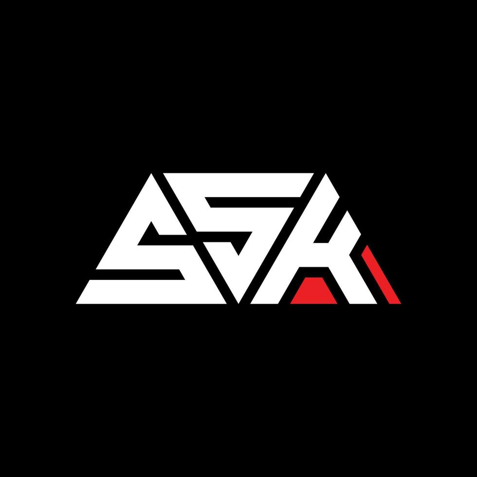 ssk triangolo lettera logo design con forma triangolare. monogramma di design del logo del triangolo ssk. modello di logo vettoriale triangolo ssk con colore rosso. logo triangolare ssk logo semplice, elegante e lussuoso. ssk