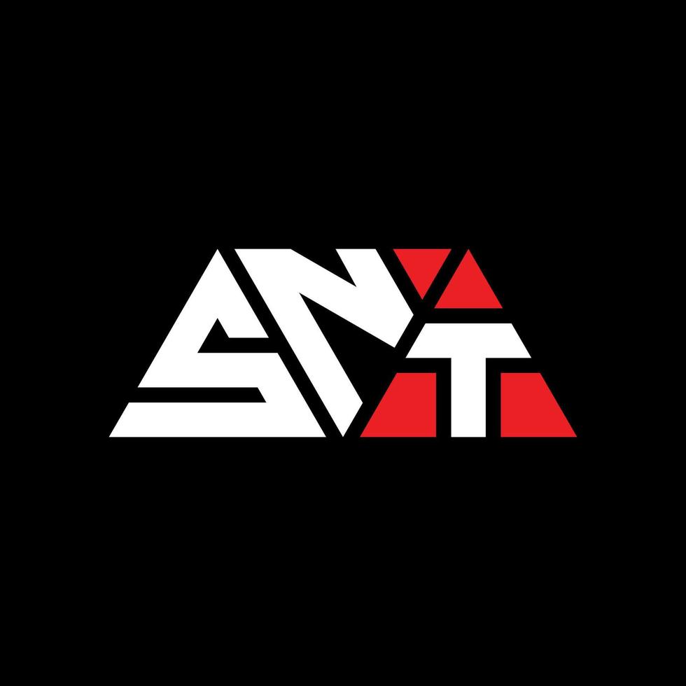 snt triangolo lettera logo design con forma triangolare. snt triangolo logo design monogramma. modello di logo vettoriale triangolo snt con colore rosso. snt logo triangolare logo semplice, elegante e lussuoso. snt