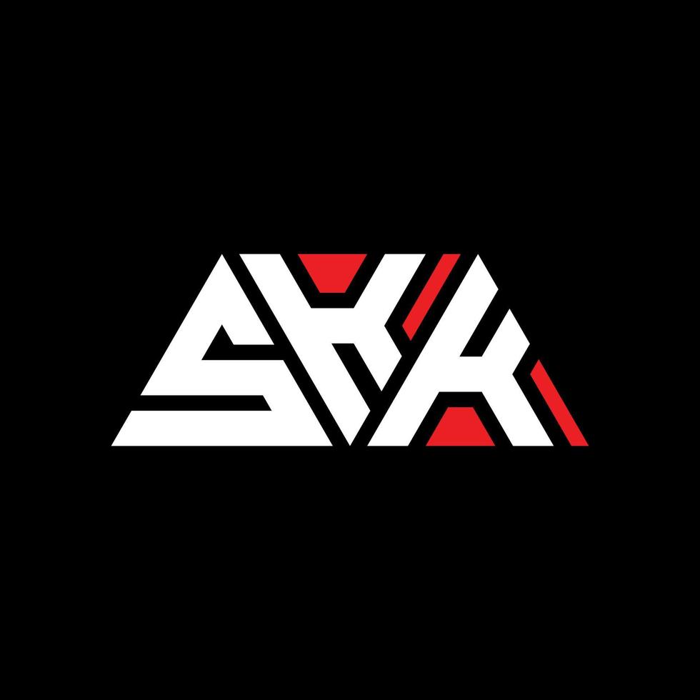 skk triangolo logo lettera design con forma triangolare. skk triangolo logo design monogramma. modello di logo vettoriale triangolo skk con colore rosso. logo triangolare skk logo semplice, elegante e lussuoso. skk