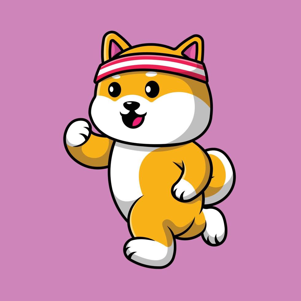 carino shiba inu cane in esecuzione cartone animato icona vettore illustrazione. concetto di cartone animato piatto animale