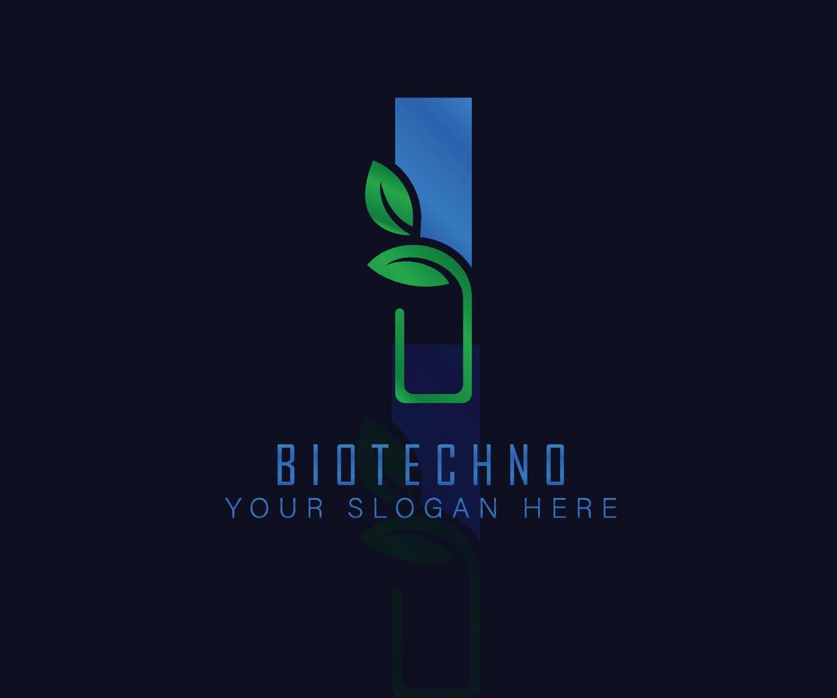 logo biotech con lettera foglia di erbe i. modello vettoriale di logo a base di erbe. logo a base di erbe mediche.