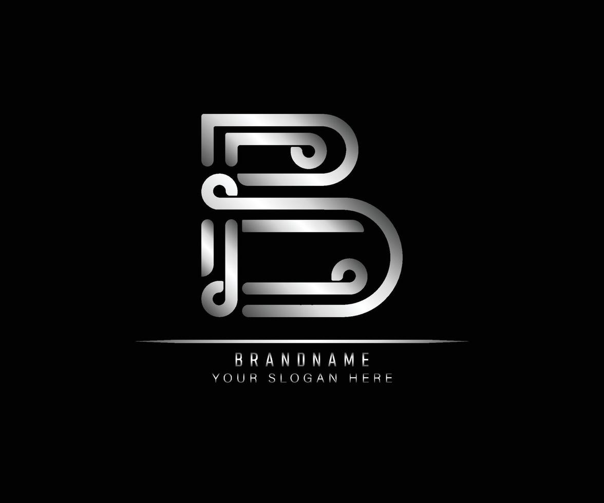 lettera iniziale b logo creativo elegante alla moda unico artistico colore argento alfabeto icona logo. vettore