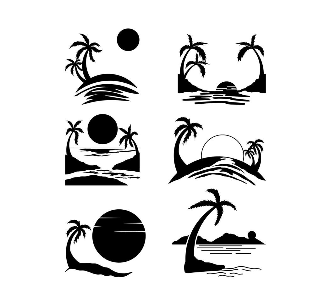 collezione di silhouette da spiaggia vettore