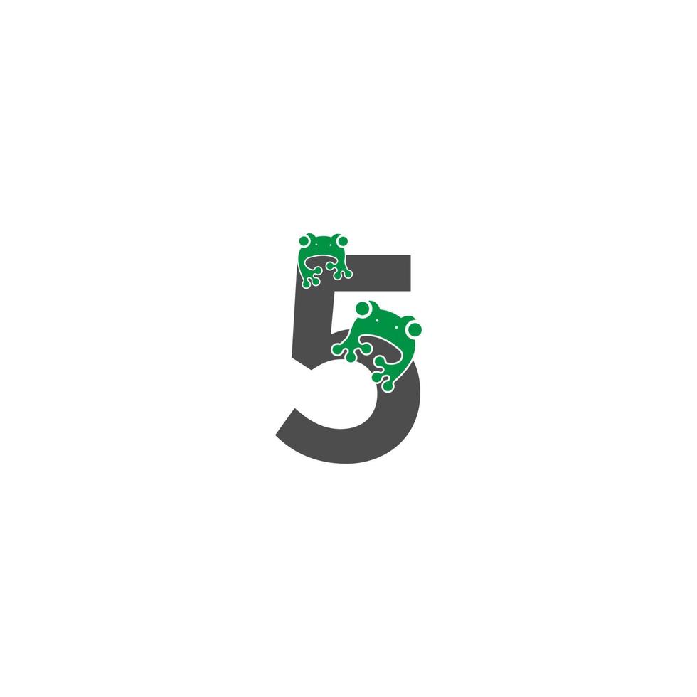 icona della rana attaccata all'illustrazione vettoriale del numero