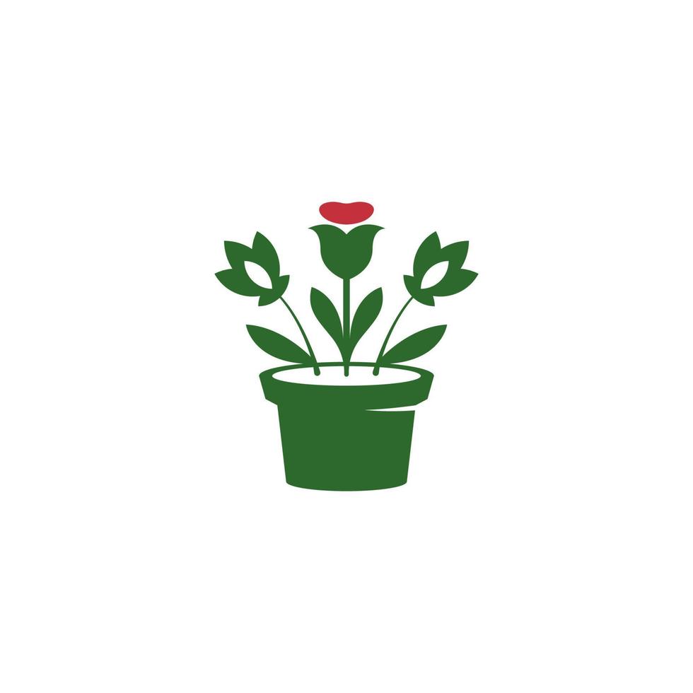 design del logo dell'icona del vaso di fiori vettore