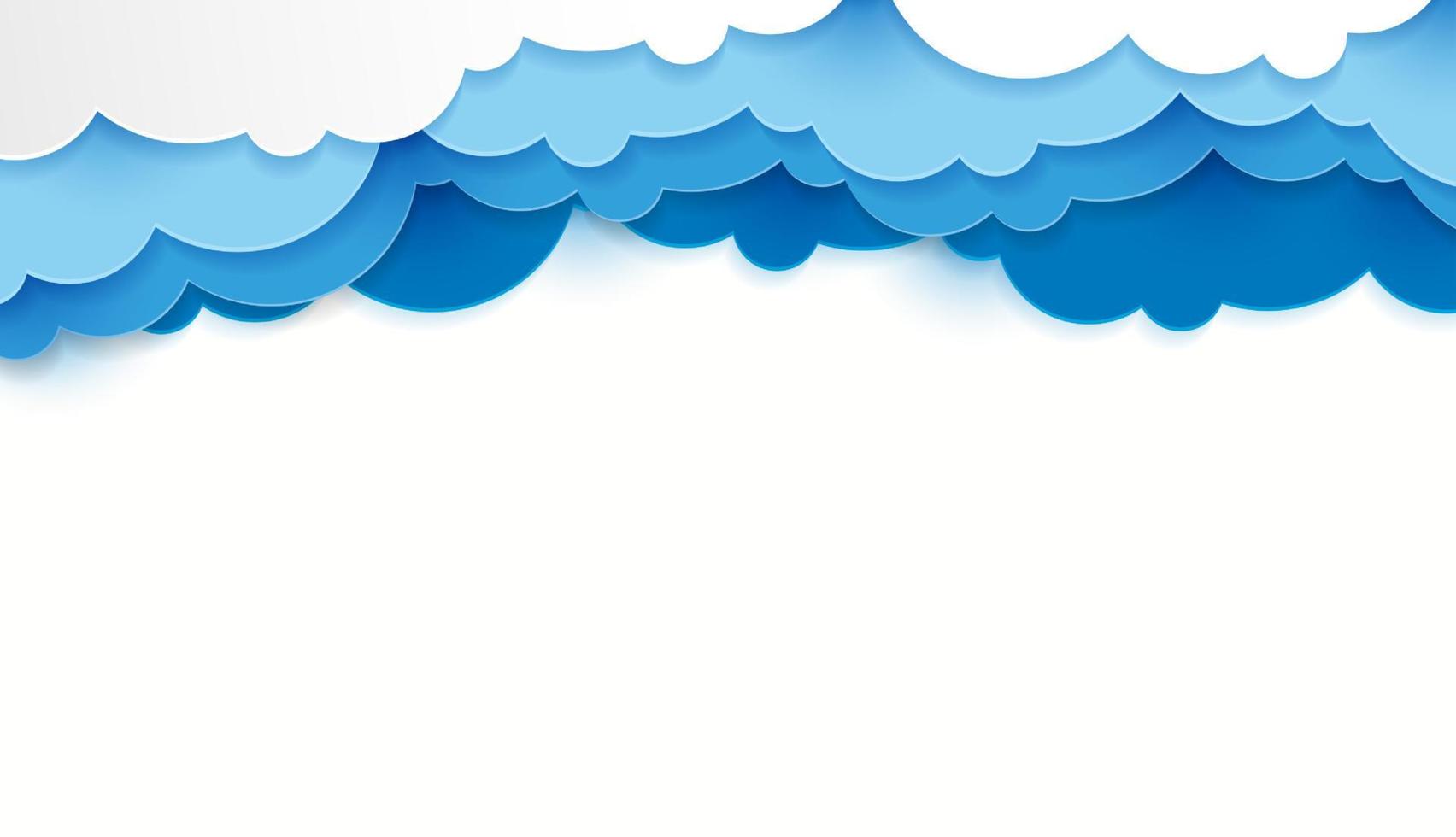 belle soffici nuvole blu carta tagliata in stile artistico. posto per il testo. disegno vettoriale