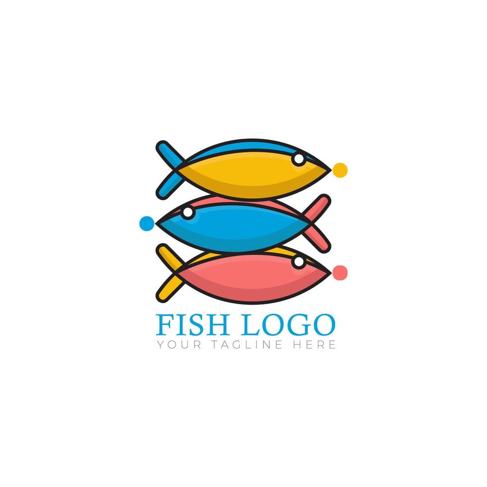 vettore di progettazione di logo di pesce piatto creativo
