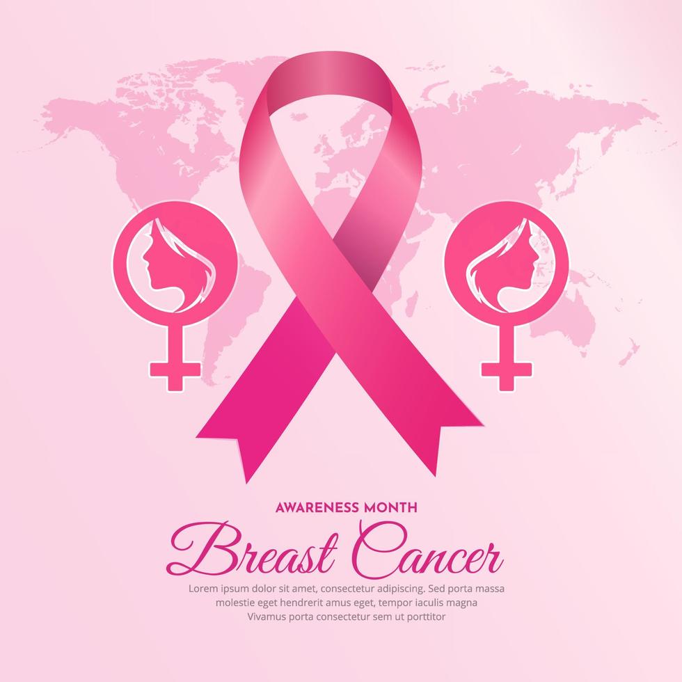 elegante giornata del cancro al seno con il vettore delle mappe del mondo. vettore della giornata internazionale del cancro al seno.