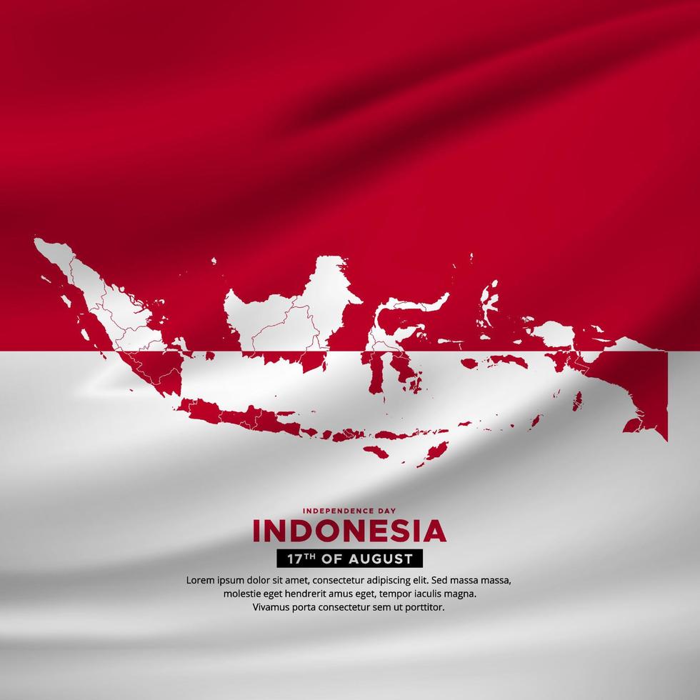 meraviglioso sfondo di design del giorno dell'indipendenza dell'Indonesia con il vettore delle mappe dell'Indonesia