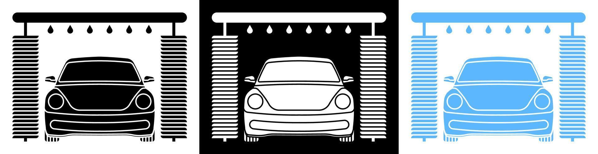icona. macchina in un autolavaggio automatico. pulizia dell'auto e mantenimento delle condizioni tecniche nel centro assistenza. vettore
