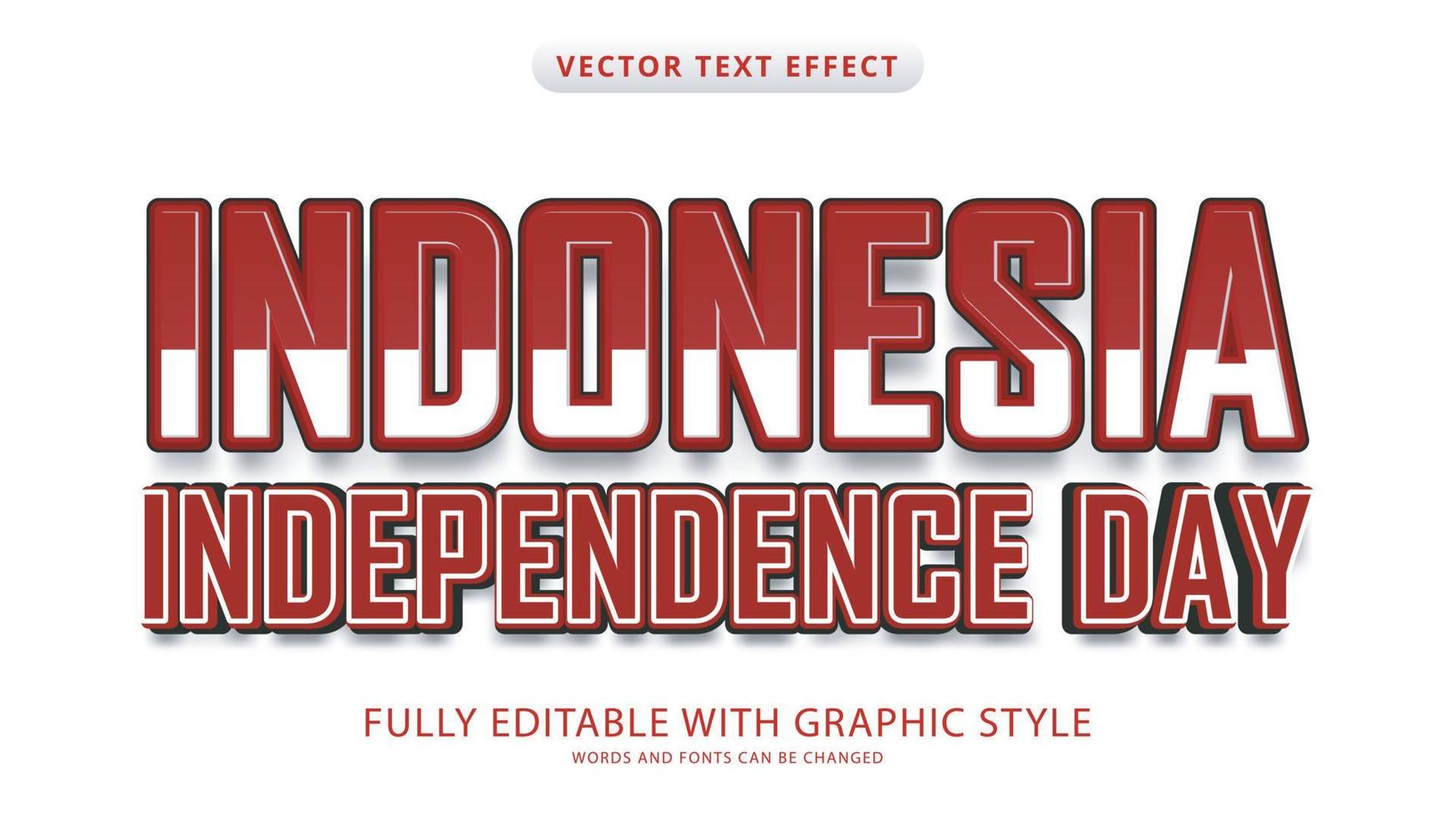 effetto testo giorno dell'indipendenza indonesiana modificabile con stile grafico vettore