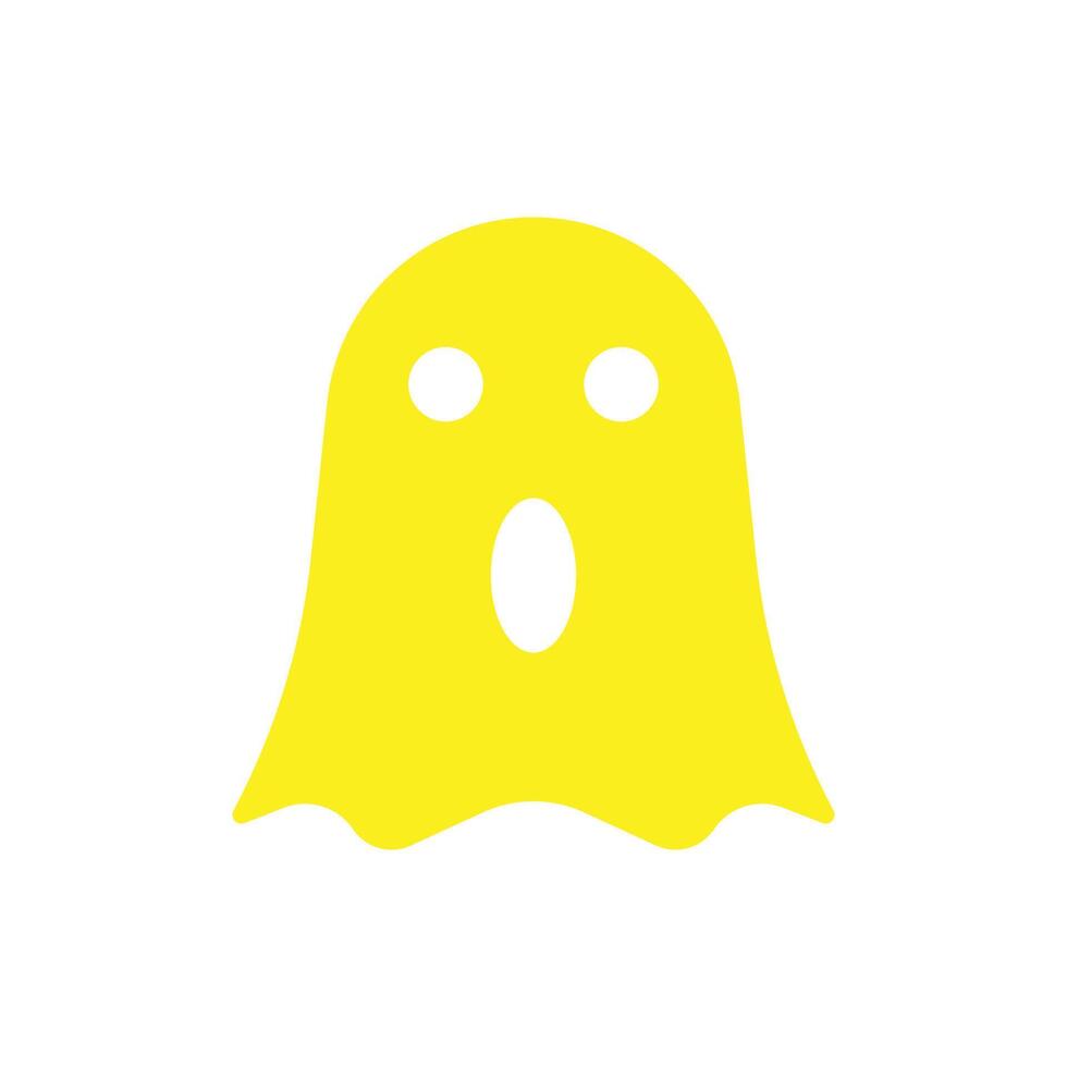 eps10 icona solida fantasma del fumetto giallo vettoriale isolata su sfondo bianco. simbolo del fantasma dell'orrore in uno stile moderno e alla moda piatto semplice per il design, il logo, il pittogramma e l'applicazione mobile del tuo sito web