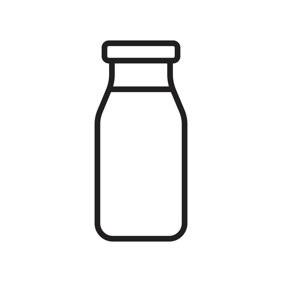 eps10 nero vettore bottiglia di latte linea arte icona isolata su sfondo bianco. simbolo della bottiglia di latte in vetro in uno stile moderno e alla moda semplice e piatto per il design del tuo sito web, l'interfaccia utente, il logo e l'applicazione mobile