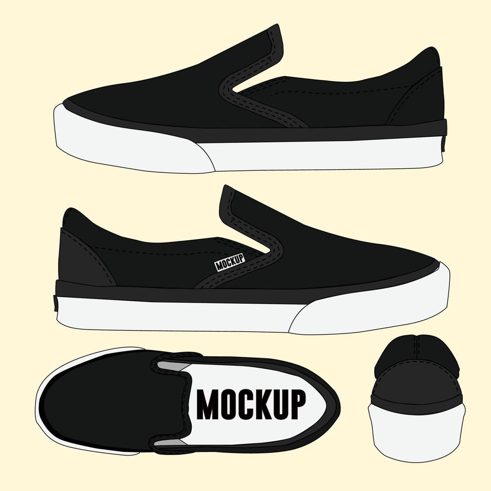 mockup di scarpe con colore nero vettore