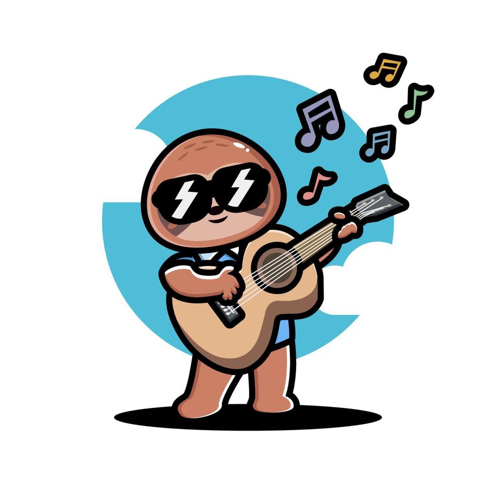 bradipo carino che suona la chitarra vettore