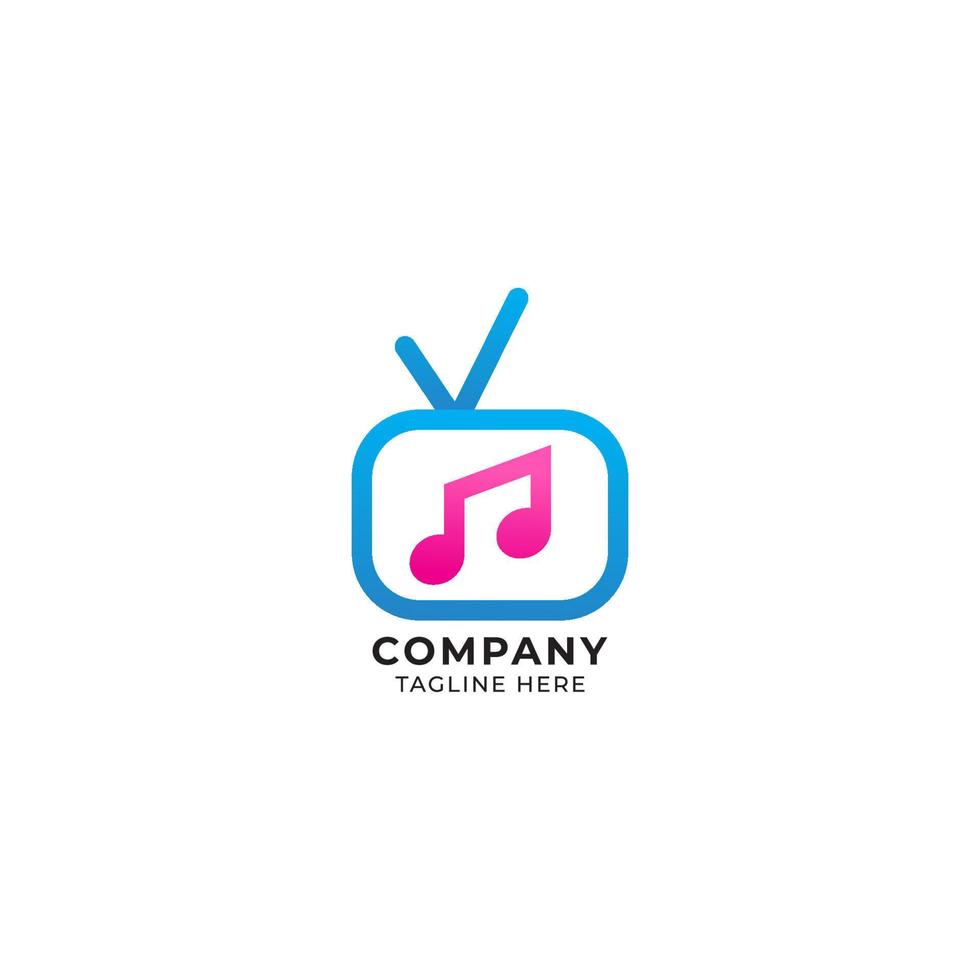 icona della televisione con illustrazione vettoriale di ottavi con travi a vista. concetto di logo del canale televisivo musicale isolato su priorità bassa bianca. tema di colore rosa e blu.