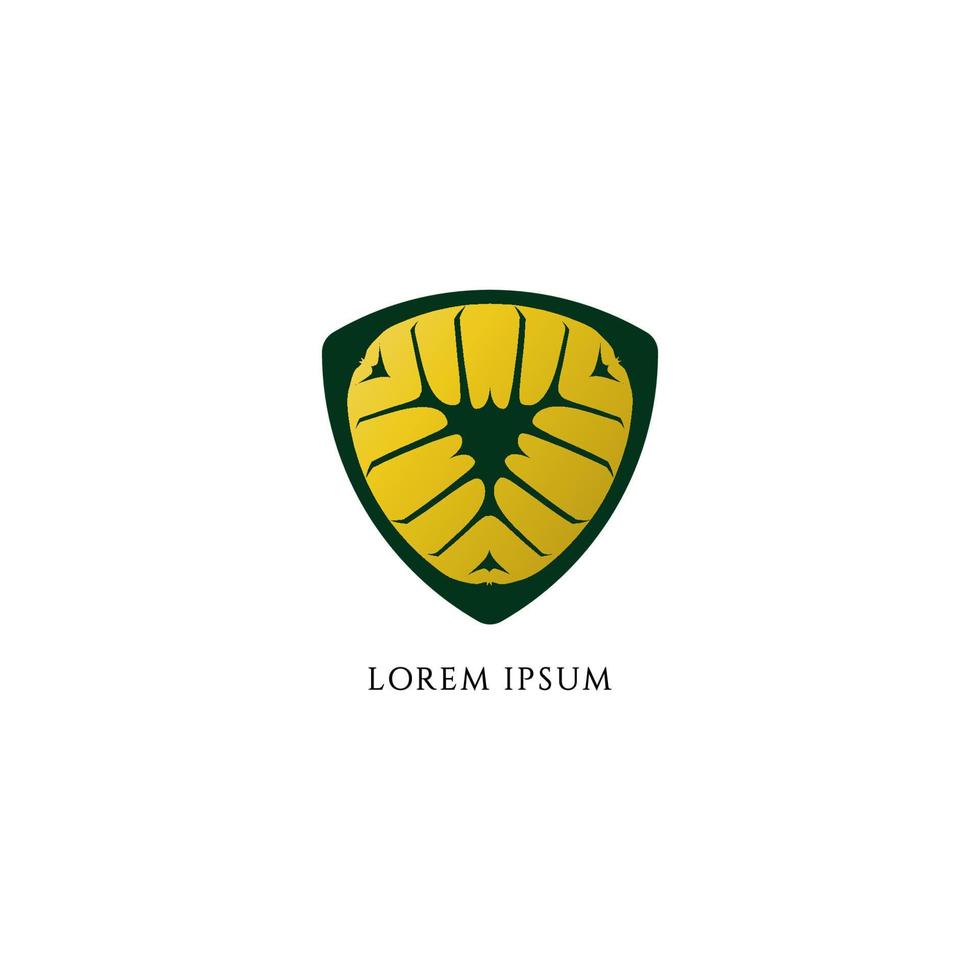scudo classico floreale decorativo isolato su sfondo bianco. illustrazione vettoriale d'archivio. elemento di design del logo. tema colore verde e giallo, fogliame.