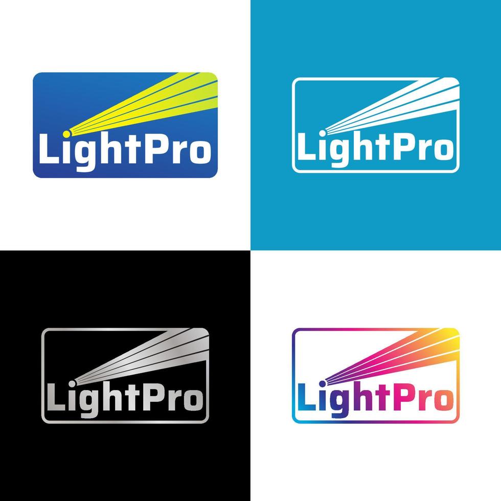 set di modelli di design del logo lightpro per l'illuminazione di aziende professionali, laser art, eventi multimediali o ecc. vettore