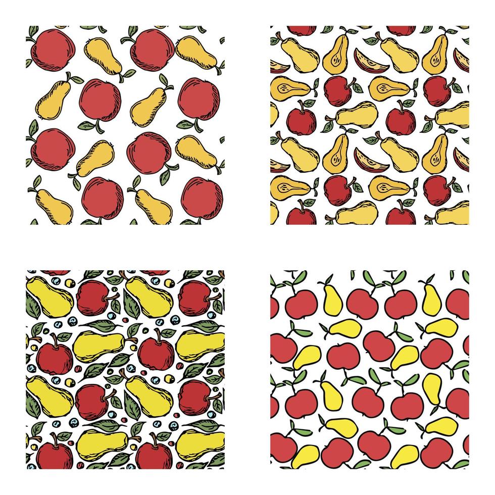 insieme di diversi modelli di frutta senza soluzione di continuità. sfondo di frutta vettoriale doodle